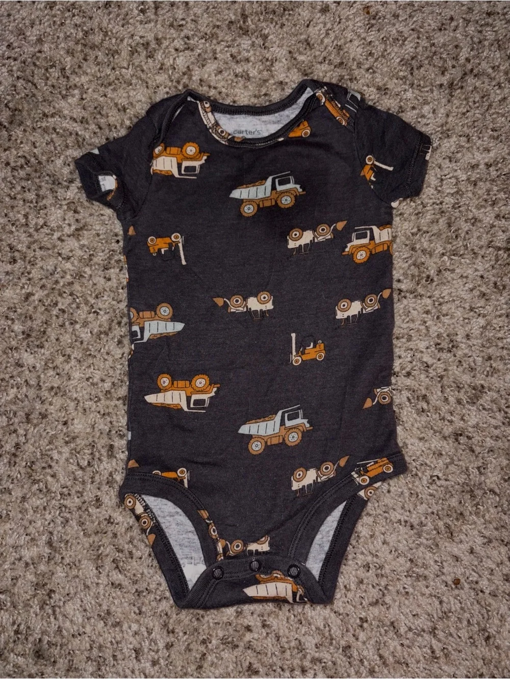 Carter's Dark Gray Short-Sleeve Bodysuit with Orange and Light Gray Trucks